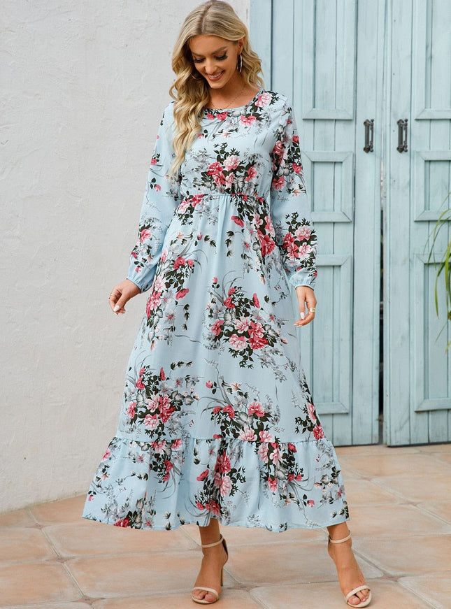 Mélanie™ Robe Ibiza D'Été Bleu Clair Avec Imprimé Floral