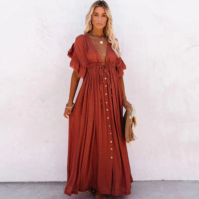 Philomène™ - Robe Longue de Plage Rouge