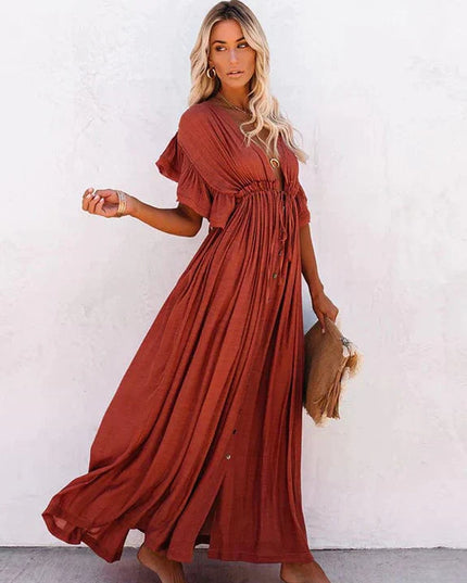 Philomène™ - Robe Longue de Plage Rouge