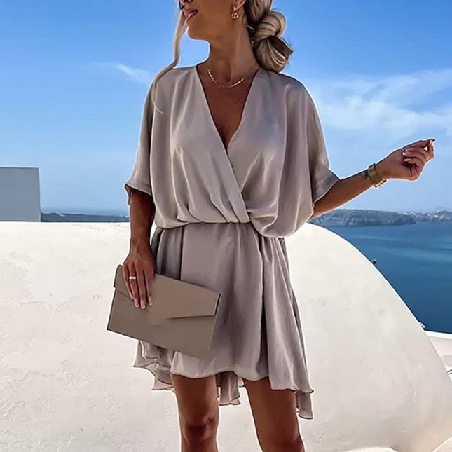 Julie™ - Robe Boho Beige À Col En V