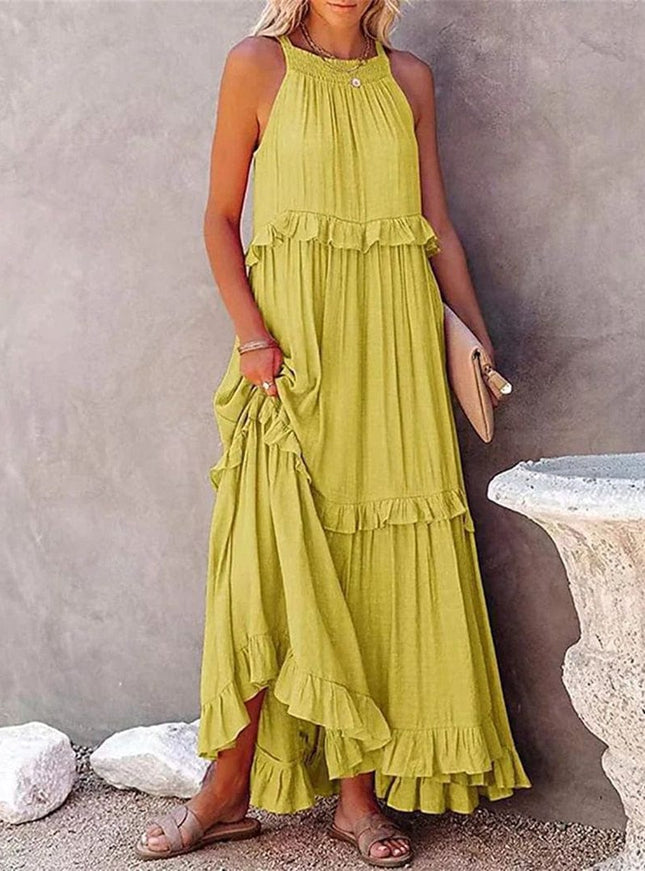 Judith™ Robe Maxi Jaune Ample D'Été Et Festive