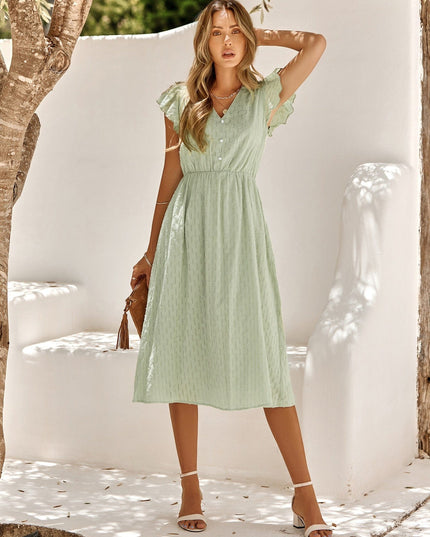 Clarisse™ Robe Midi Verte Pour Invitée De Mariage