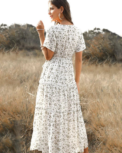 Lydie™ Robe D'été Longue Blanche Avec Imprimé