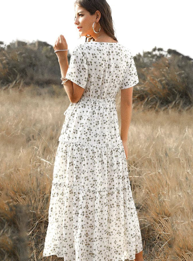 Lydie™ Robe D'été Longue Blanche Avec Imprimé